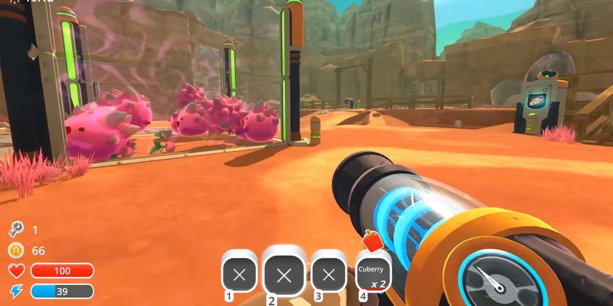 Người chơi tương tác với các Slime dễ thương trong trang trại Slime Rancher