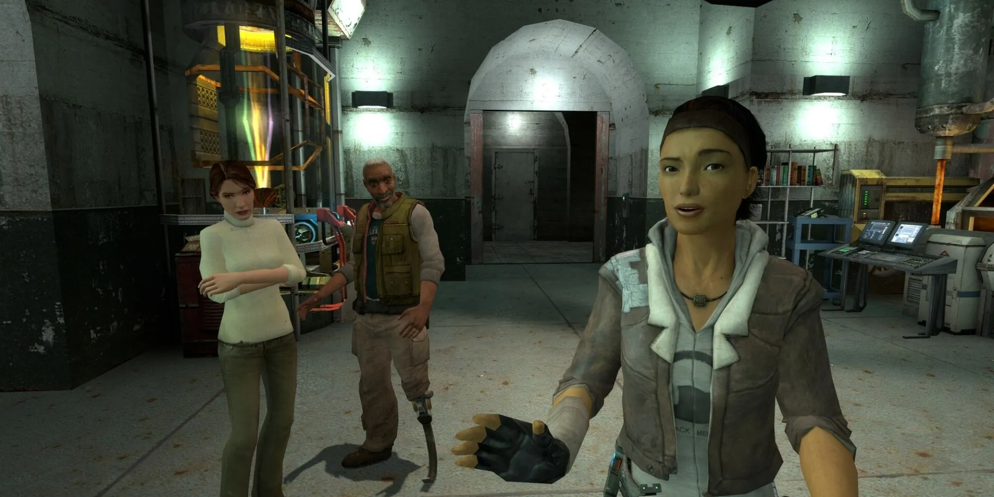 Nhân vật chính Gordon Freeman với hiệu ứng ánh sáng và chi tiết môi trường ấn tượng trong Half-Life 2