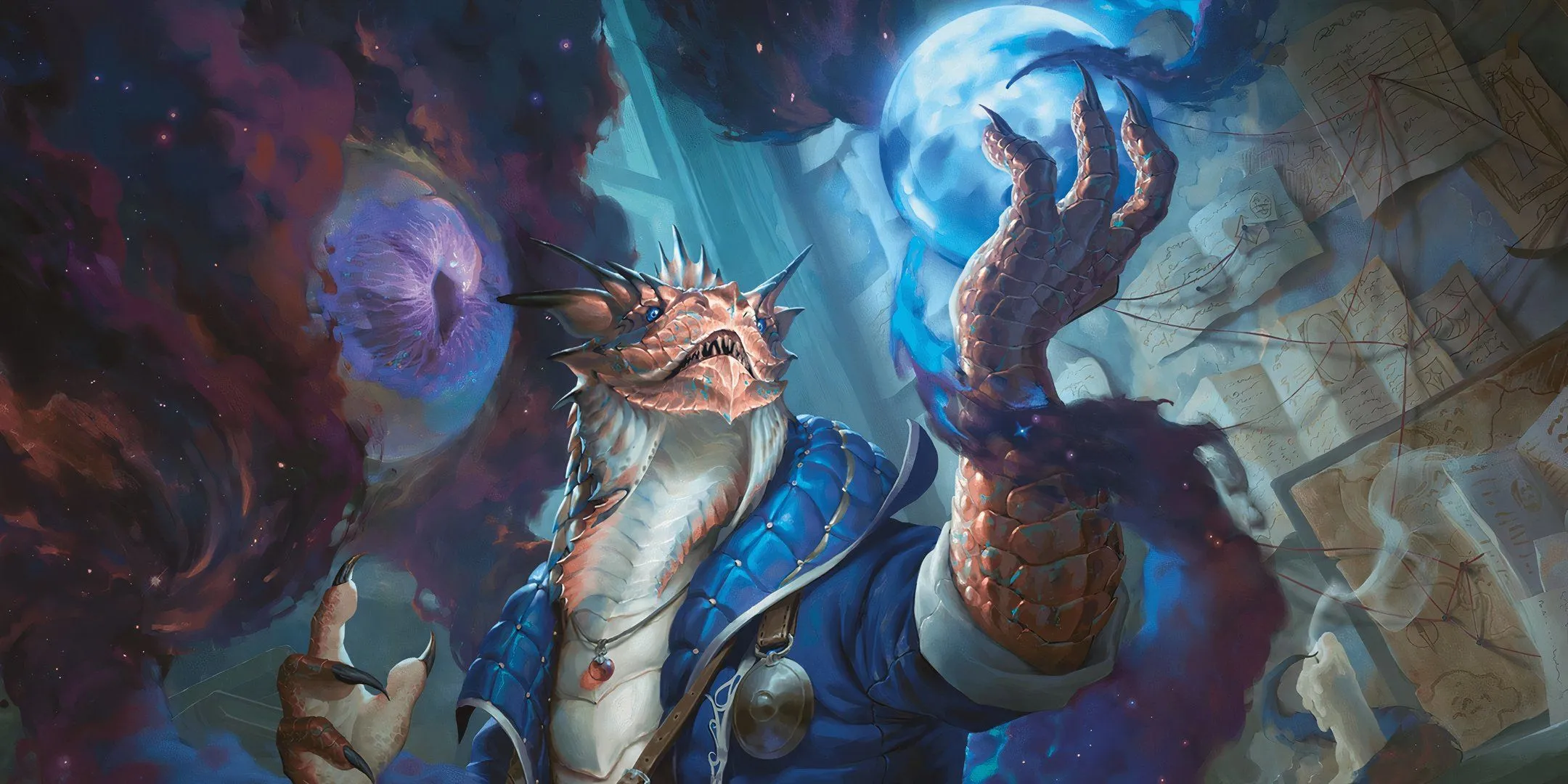 Nhân vật Dragonborn Warlock sử dụng sức mạnh ma thuật cổ xưa trong D&amp;D