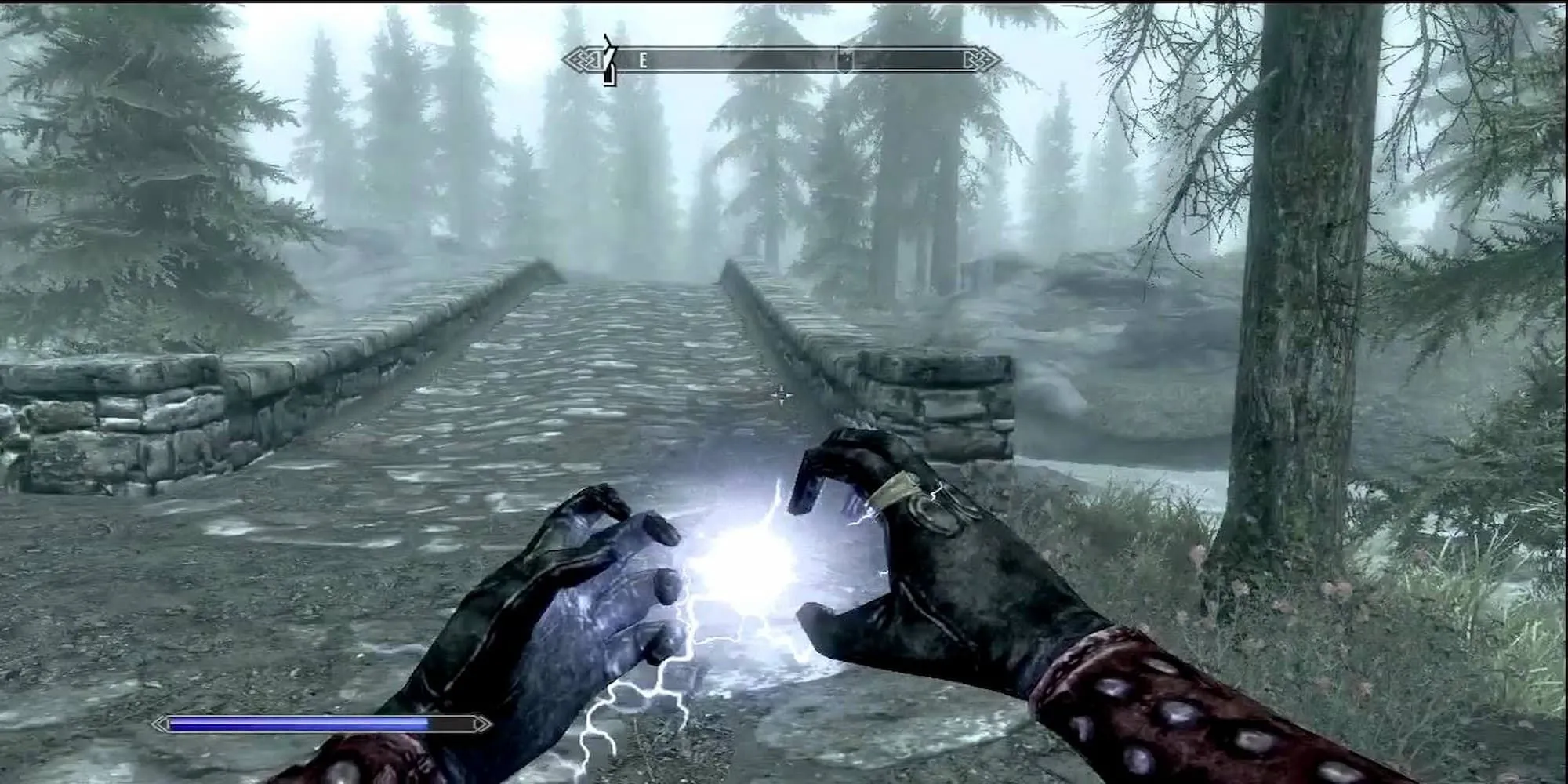 Nhân vật sử dụng phép thuật Sấm sét trong Skyrim