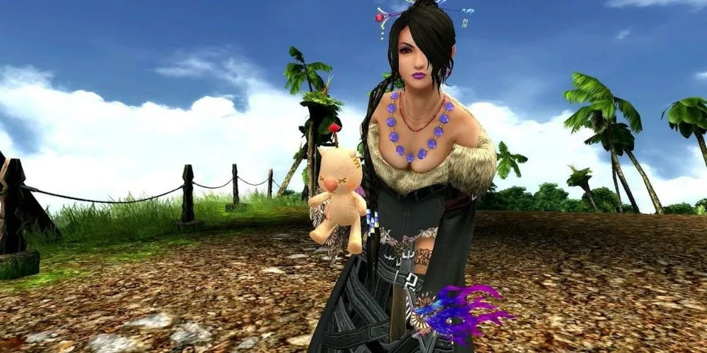 Phù thủy Lulu trong Final Fantasy 10 cầm vũ khí là búp bê Moogle
