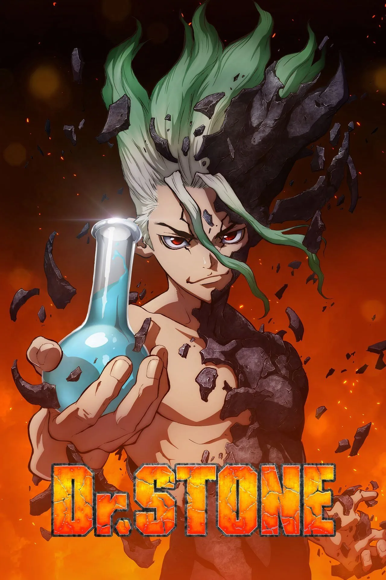 Poster anime Dr. Stone: Science Future Part 2 với nhân vật chính Senku, tiếp tục cuộc phiêu lưu khoa học trong mùa hè 2025