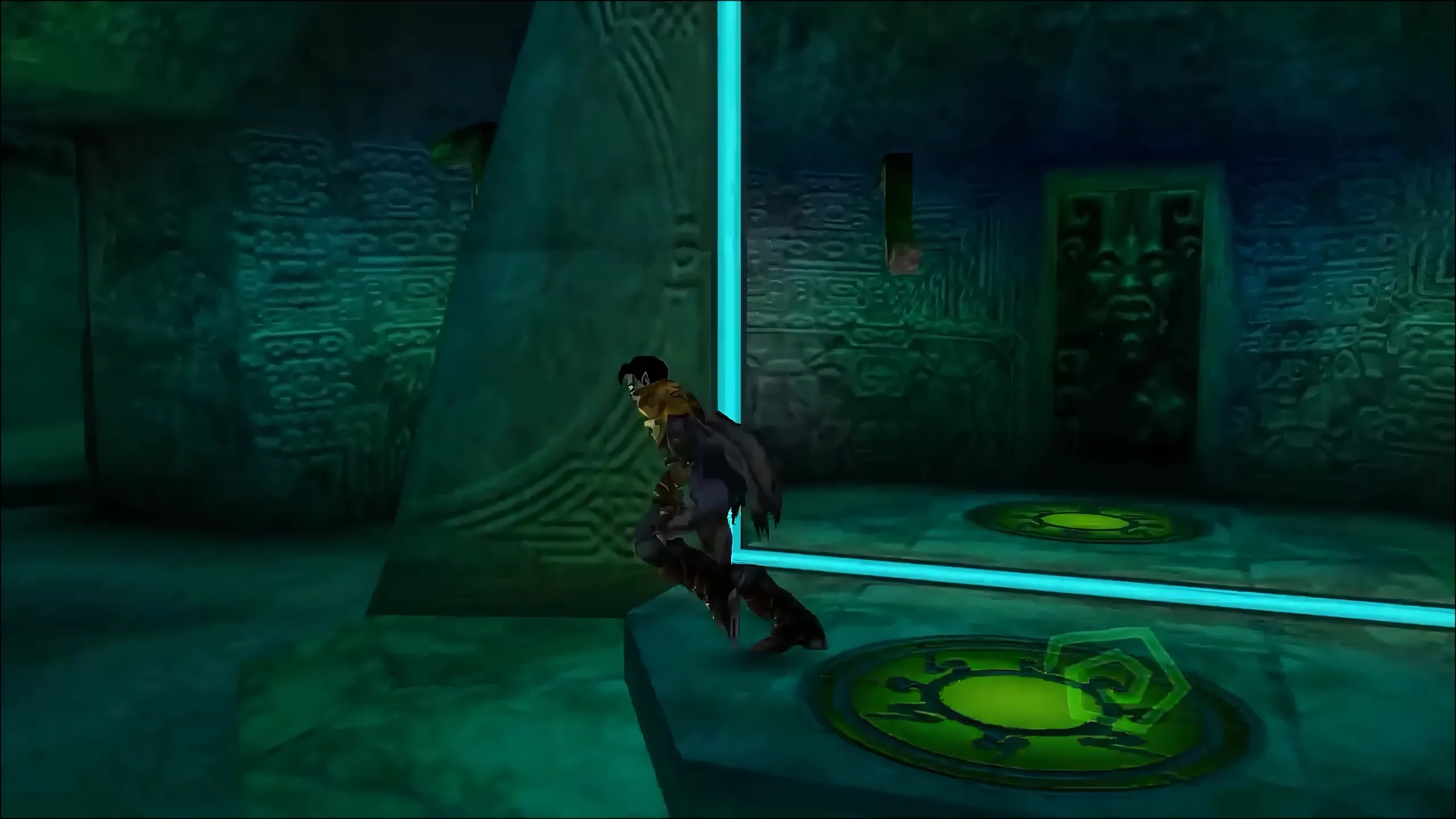 Raziel lơ lửng trong môi trường game Legacy of Kain: Soul Reaver, minh họa đồ họa không gian thời PS1