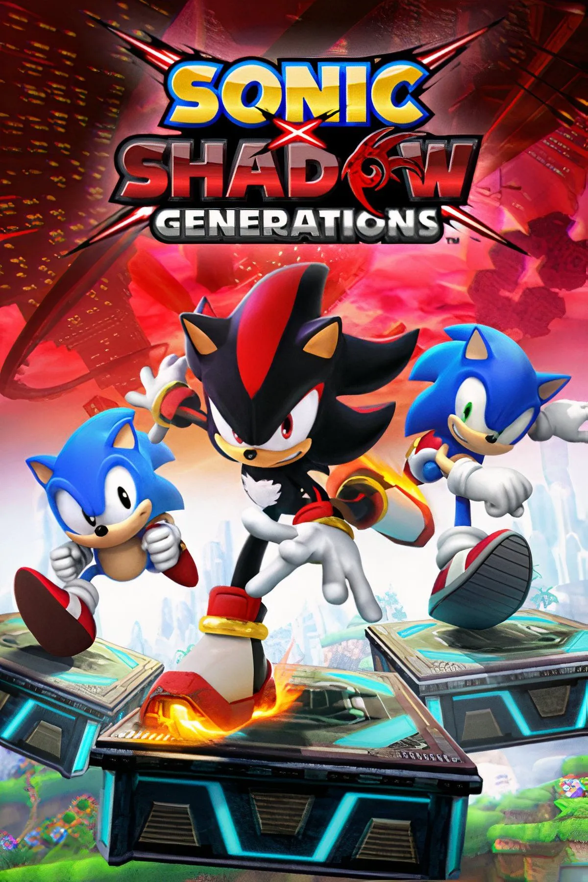 Sonic và Shadow cùng nhau trên bìa Sonic X Shadow Generations