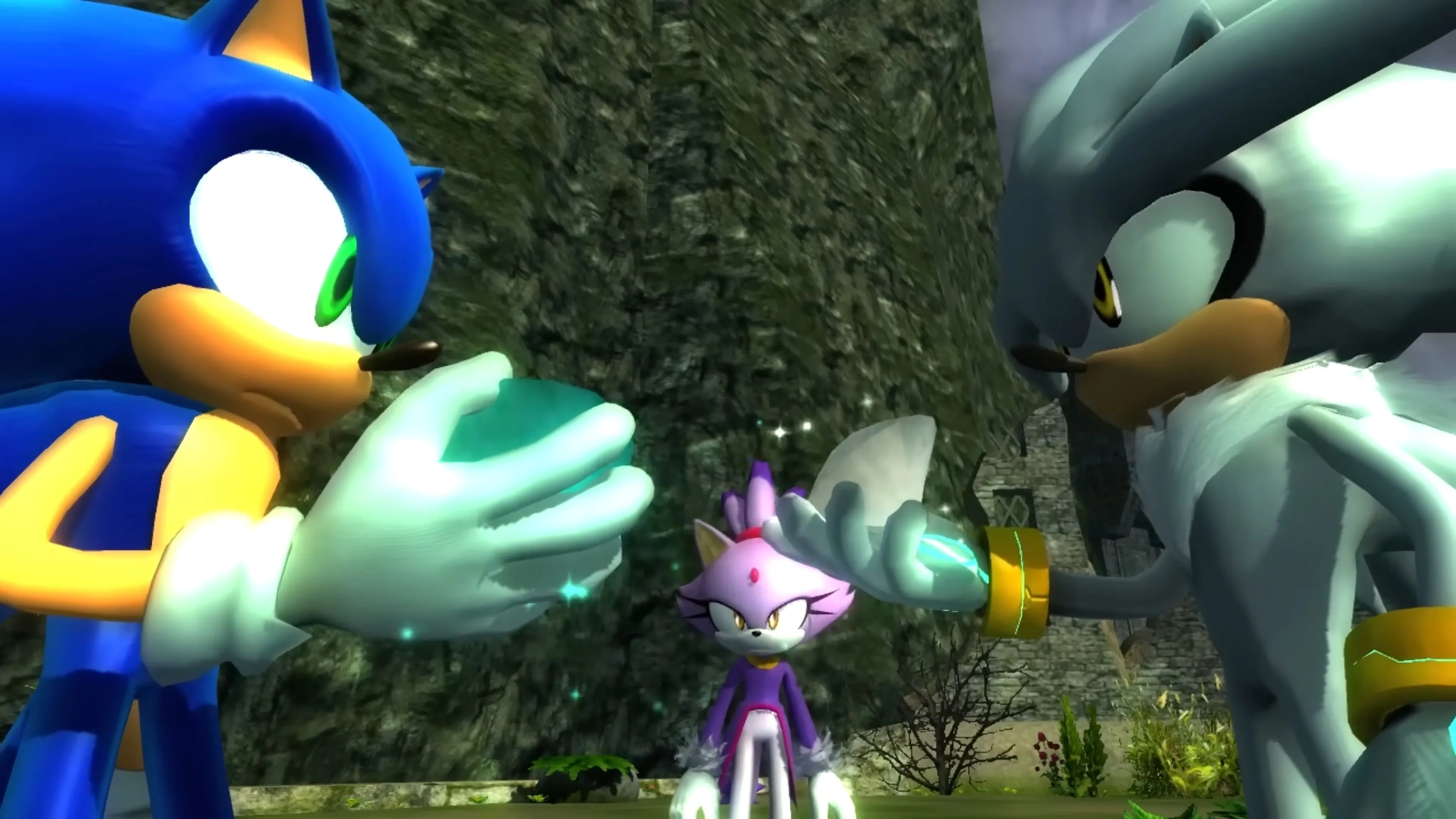 Sonic với Princess Elise trong một cảnh quan trọng của game Sonic 2006