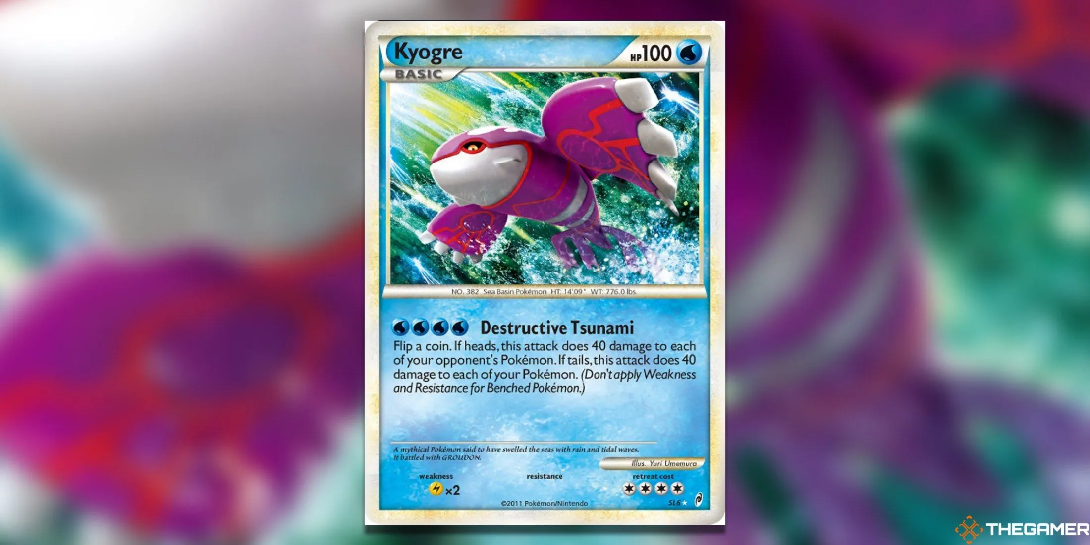 Thẻ bài Pokemon TCG Kyogre Shiny với màu sắc hồng tím nổi bật, thuộc bộ Call of Legends.