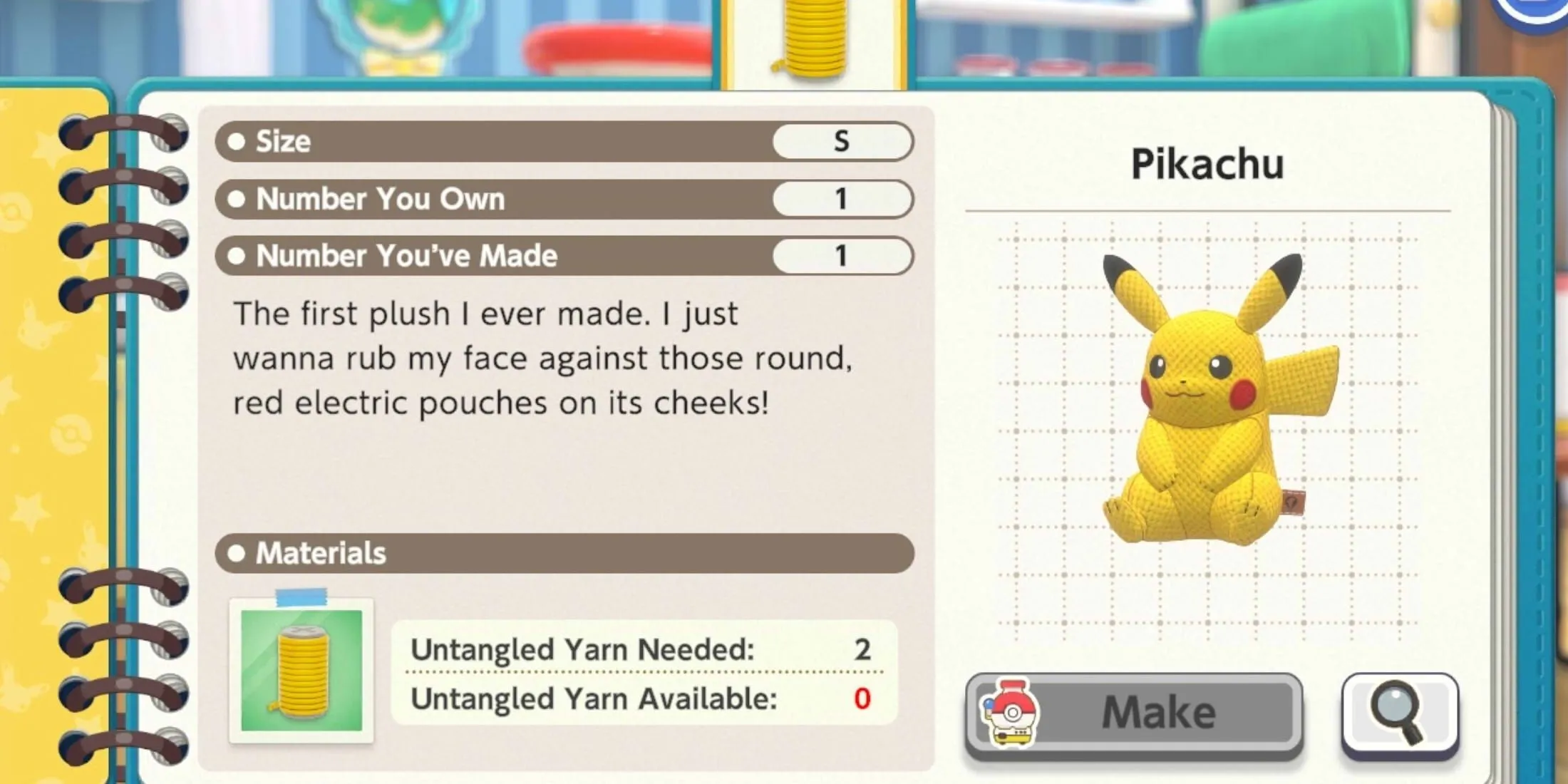 Thú nhồi bông Pikachu đáng yêu được tạo ra trong game Pokemon Friends