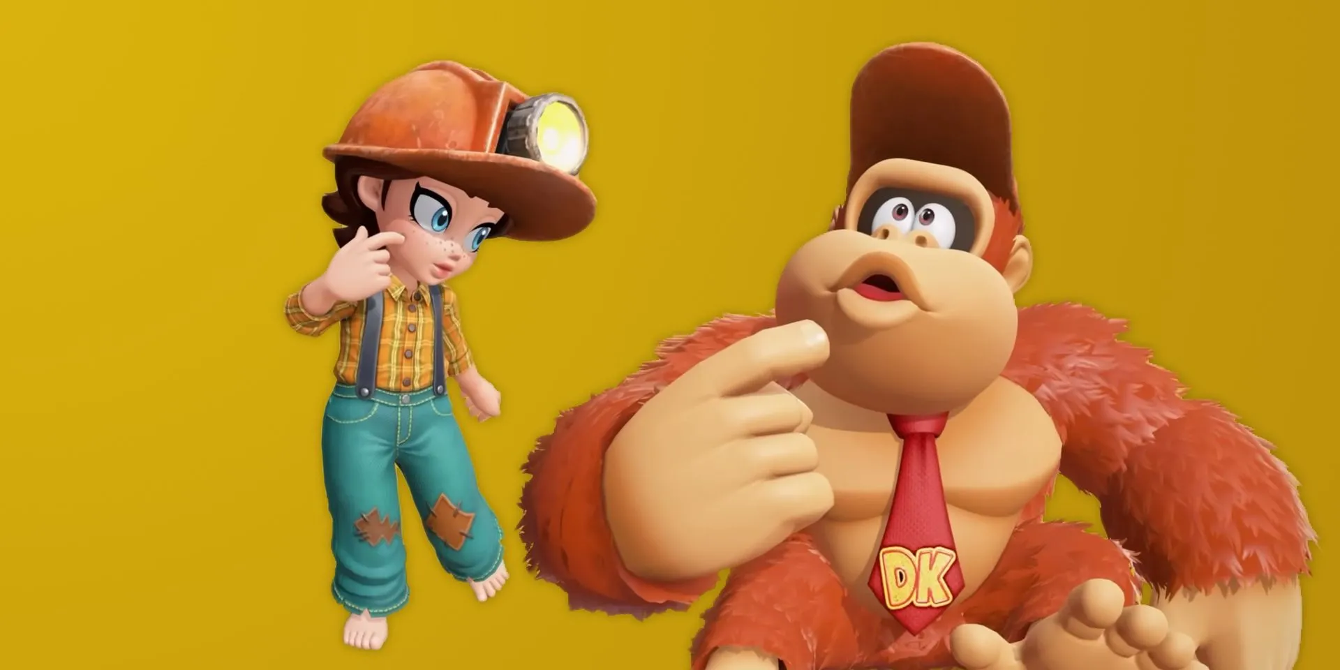 Trang phục Khai thác mỏ của DK và Trang bị Đào vàng của Pauline trong Donkey Kong Bananza